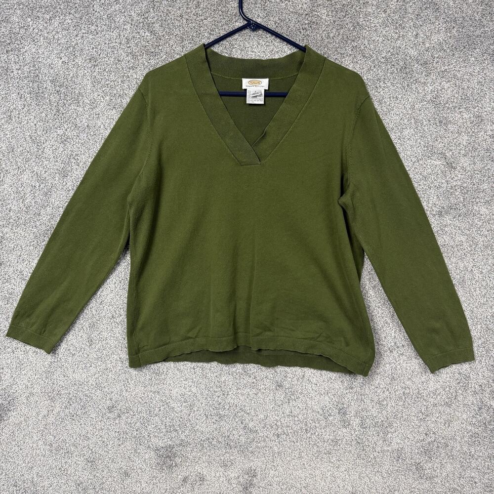 Vintage 90s Talbots Sweater XS Petite Green Grandmacore Earthy Layering Preppy